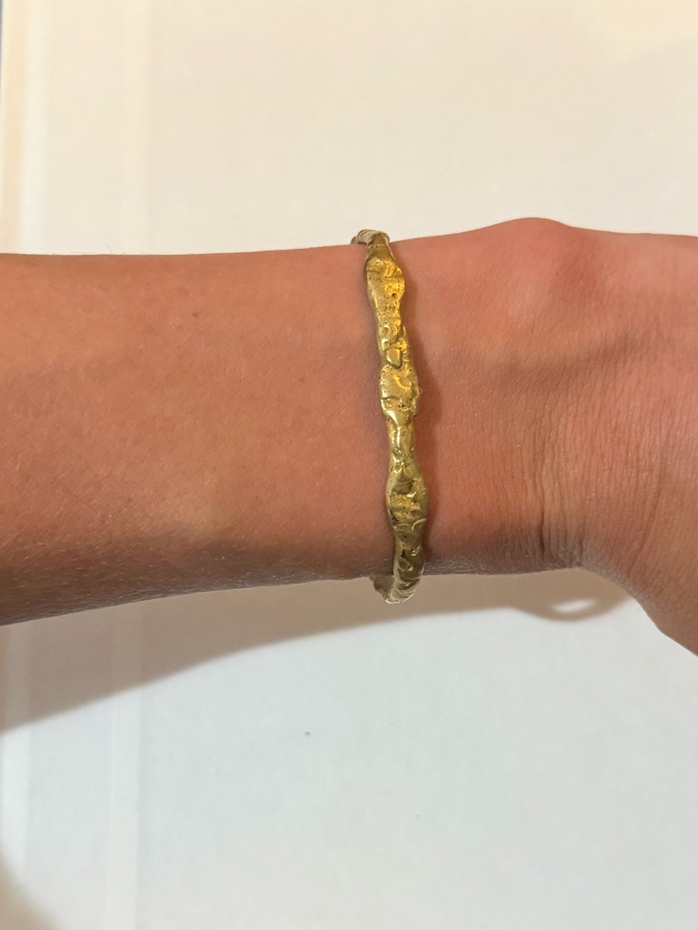 Artisan Gold-Tone Sculptural Cuff Bracelet – San Miguel